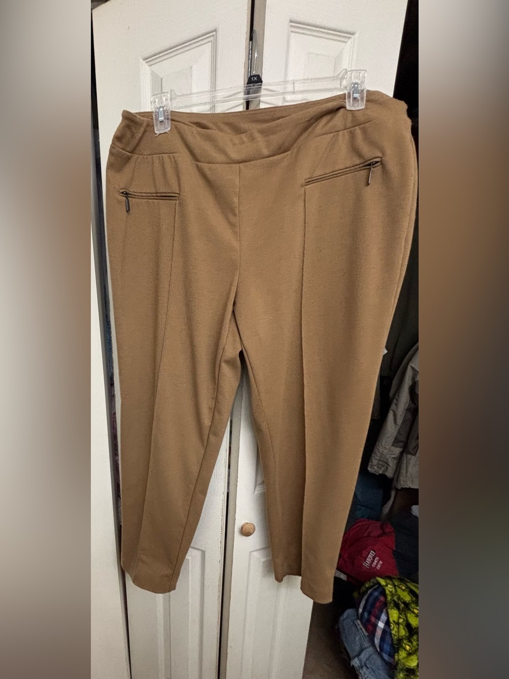 George Camel Pull-On Ankle Pants with Zip Pockets